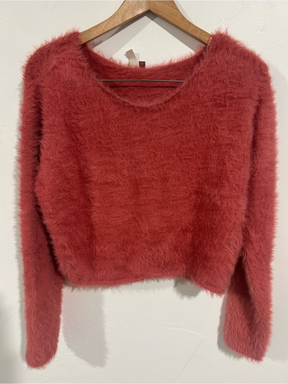 Pilcro Anthropologie Pink Fuzzy Eyelash Knit Cropped Sweater - Size S